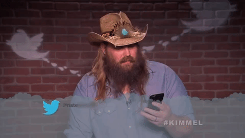 gif of Chris Stapleton reading mean tweet from 2017