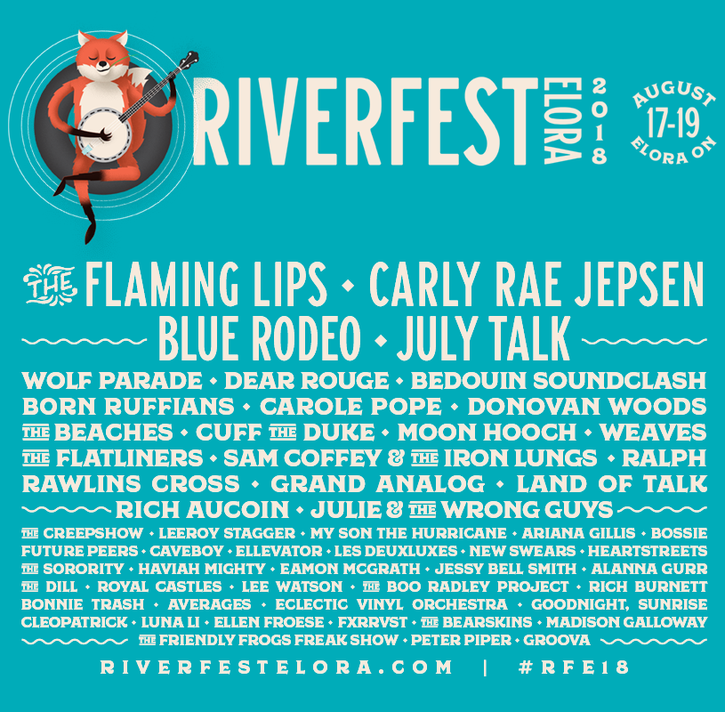 Riverfest Elora 2018 Lineup Poster