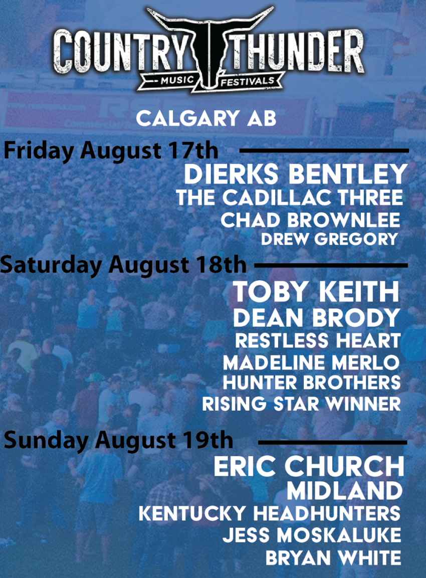 Country Thunder Music Festival 2018, Calgary Full Lineup Preview