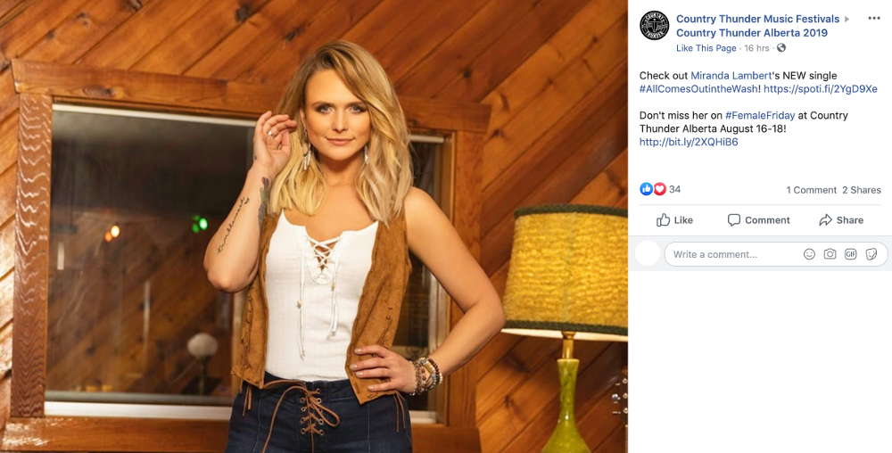 Country Thunder Alberta Miranda Lambert FB Post