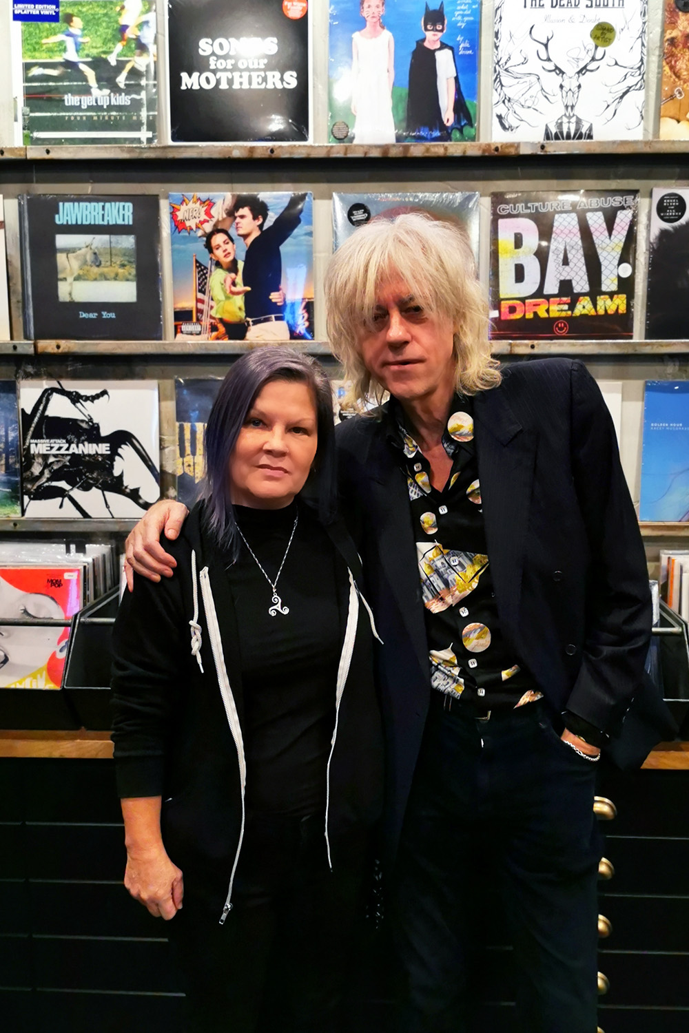 Trish Cassling with Sir Bob Geldof in Toronto at Dine Alone Records in February 2020 documentary screening